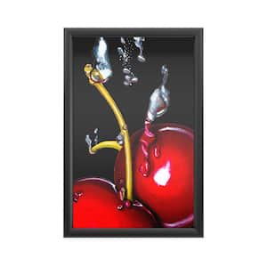 "Cherry Splash" by Roderic Stevens Framed with LED Light Still Life Wall Art 24 in. x 16 in.