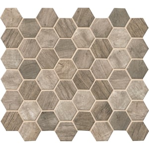 Driftwood Hexagon 11.02 in. x 12.76 in. x 6 mm Matte Recycled Glass Mesh-Mounted Mosaic Tile (0.98 sq. ft.)