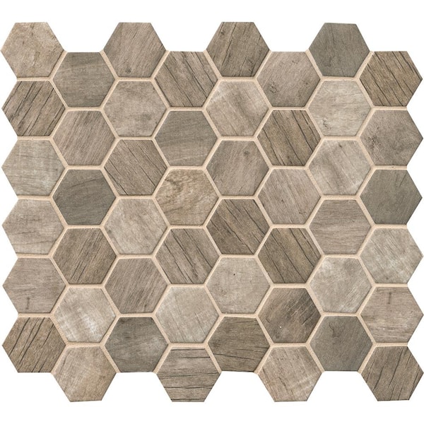 MSI Driftwood Hexagon 12 in. x 12 in. Recycled Glass Mesh-Mounted Mosaic Tile (1 sq. ft. / each)