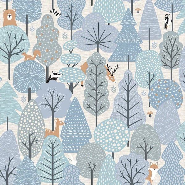 Enchanted Forest Sky Blue Wallpaper Sample