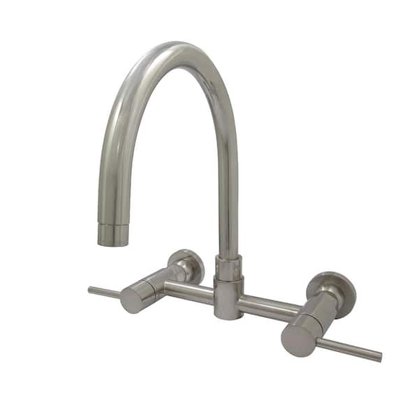 Kingston Brass Concord 2-Handle Wall-Mount Standard Kitchen Faucet in Brushed Nickel