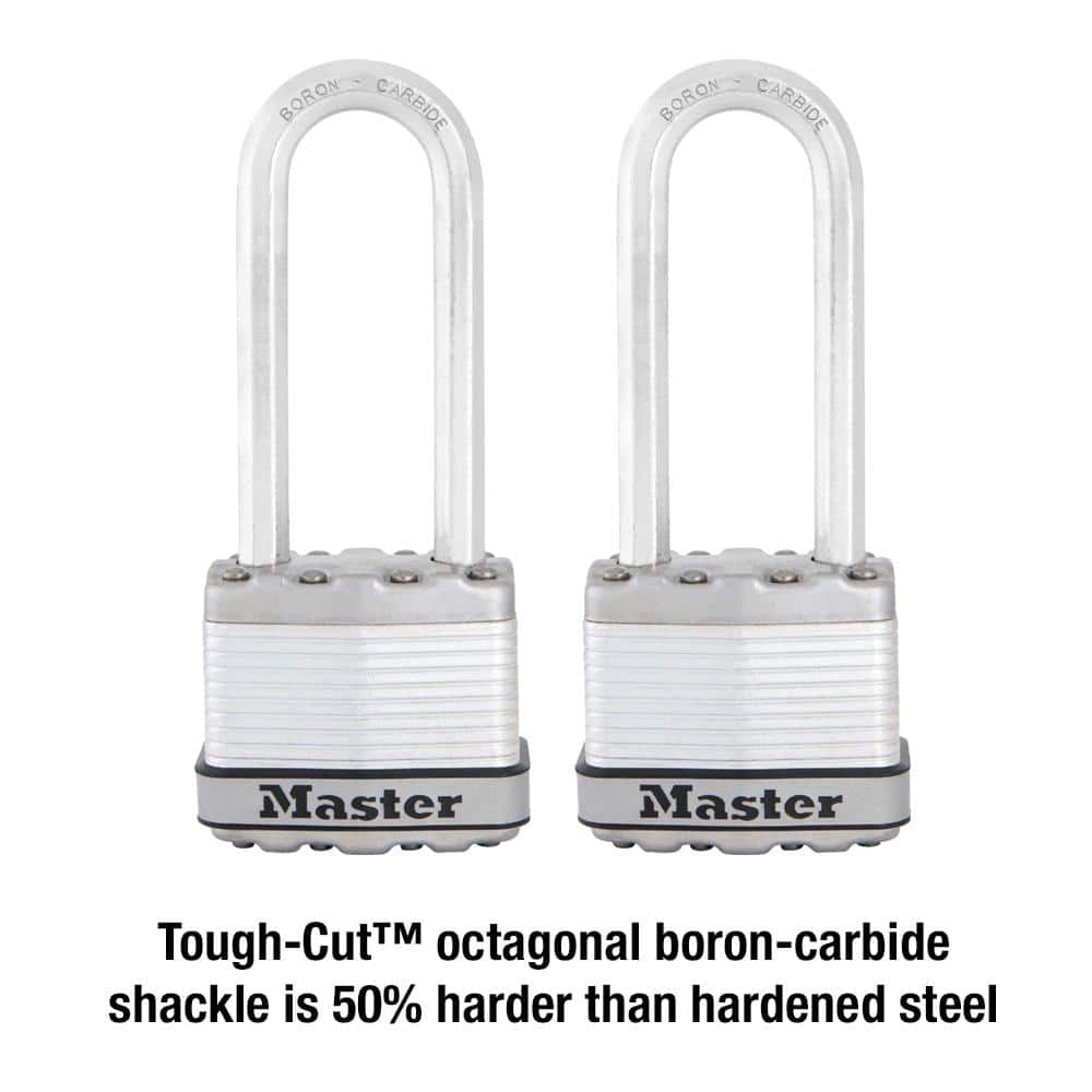 Heavy Duty Outdoor Padlock with Key, 1-3/4 in. Wide, 2-1/2 in. Shackle, 2  Pack 3291354132999