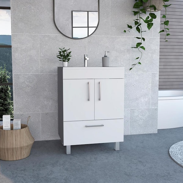 Ceres White Finish, 2 Drawers 29 in. W Dresser with Mirror