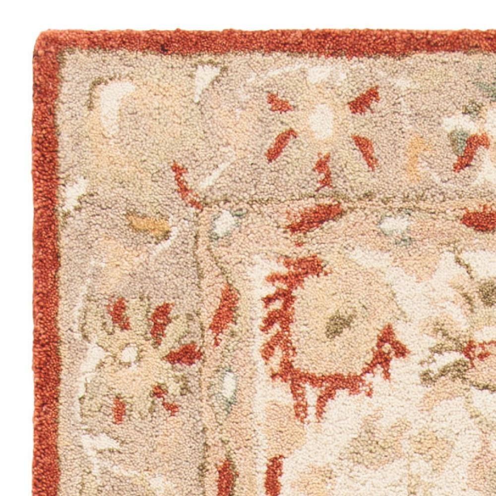 Handmade Beige and Rust Floral Wool Runner Rug