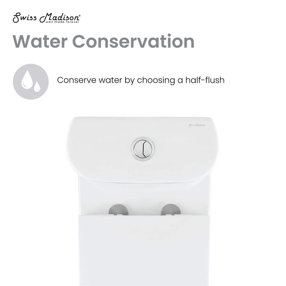White Ceramic Elongated Dual Flush One-Piece Toilet
