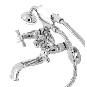 Essex 2-Handle Wall-Mount Clawfoot Tub Faucets with Handshower in Polished Chrome