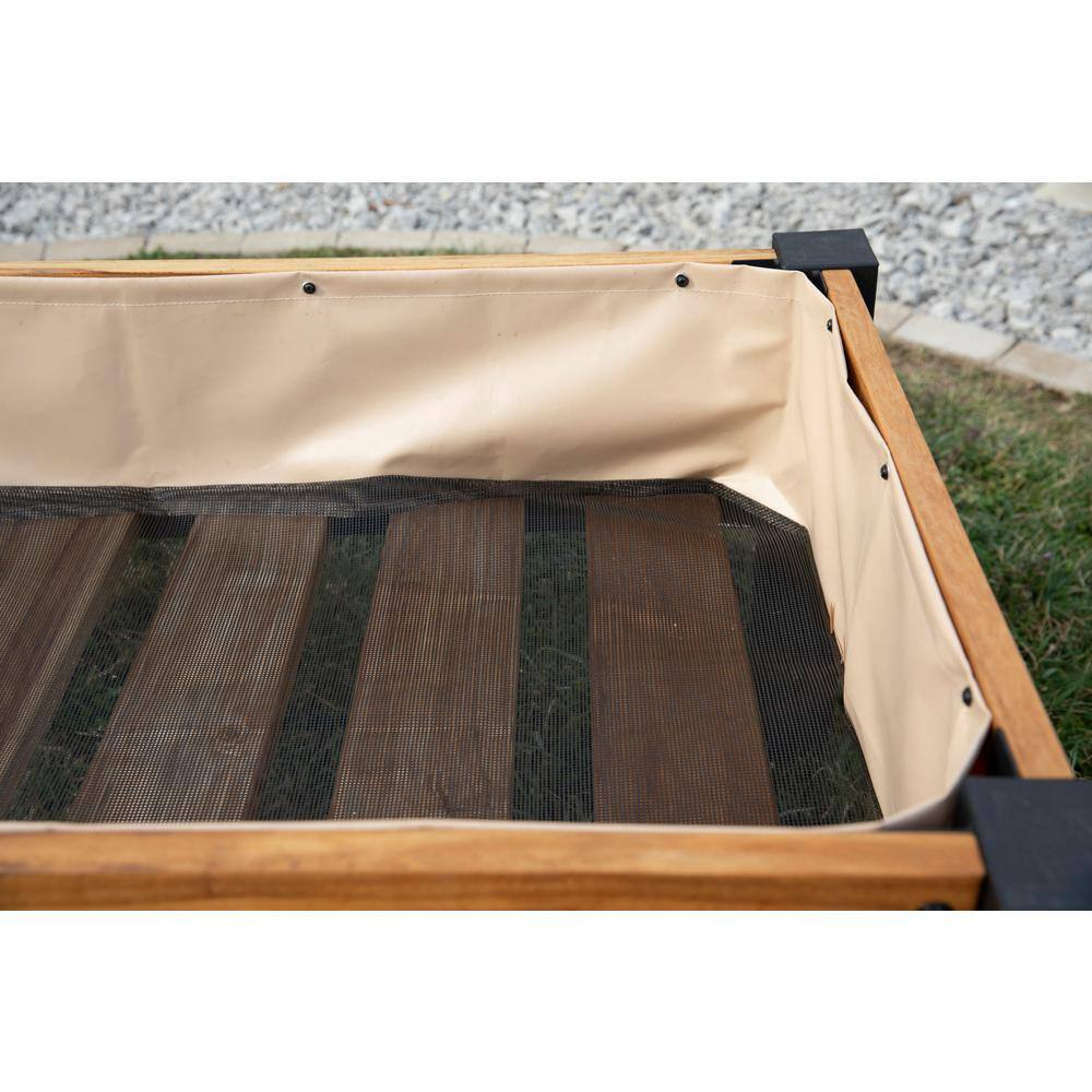 Backyard Raised Teak Planter with Black Steel Legs