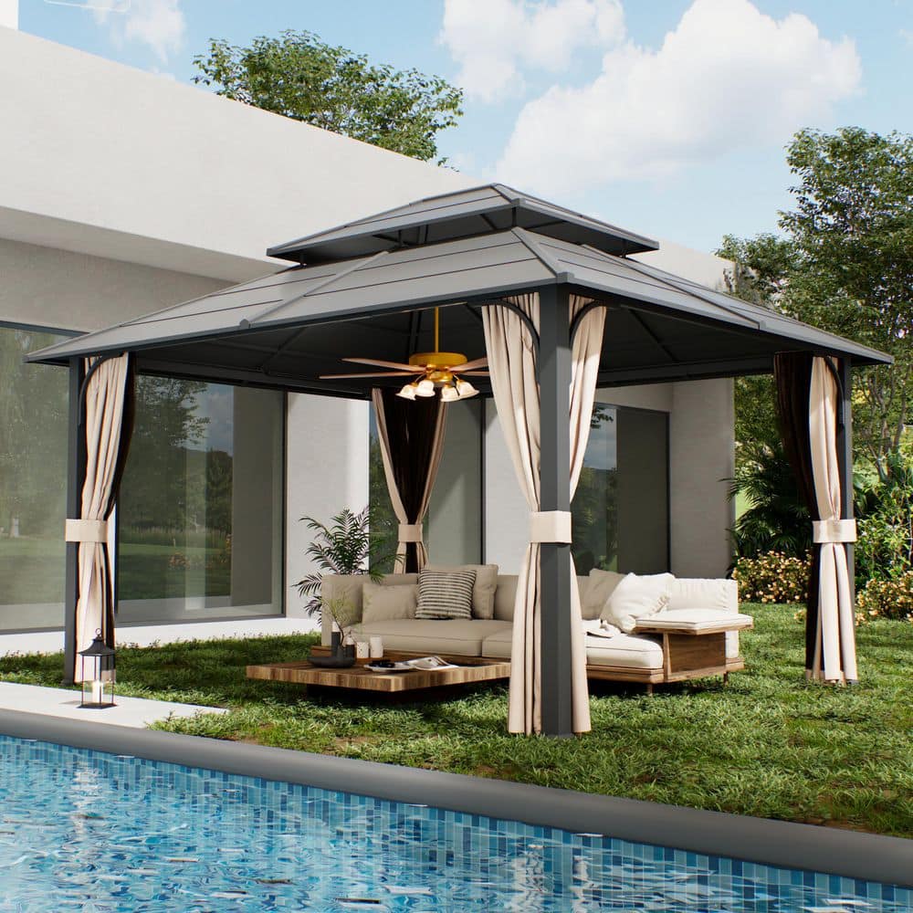 Yardsight 12 ft. x 14 ft. Hardtop Outdoor Gazebo with Double