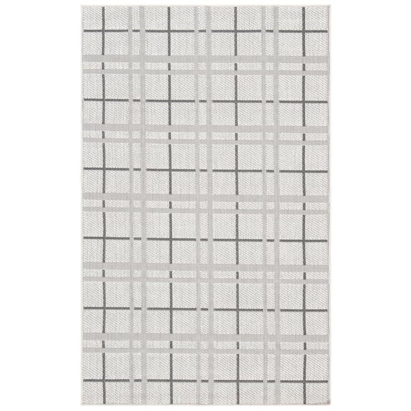 Bermuda Ivory/Gray 3 ft. x 5 ft. Machine Washable Latticework Geometric Indoor/Outdoor Area Rug