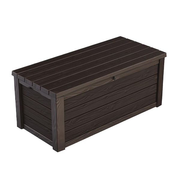 Eastwood 150 Gal. Large Durable Resin Plastic Deck Box Outdoor Storage For Patio Lawn and Garden, Brown