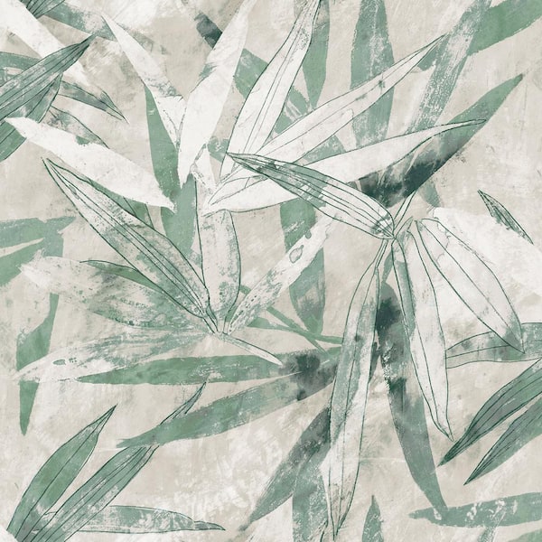 NuWallpaper Jade Green Bali Bamboo Peel & Stick Wallpaper Sample