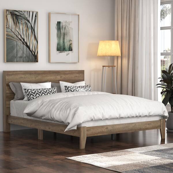 Layton Knotty Oak Wood Frame Queen Platform Bed with Headboard (84.0 in. x  64.2 in. x 40.2 in.)