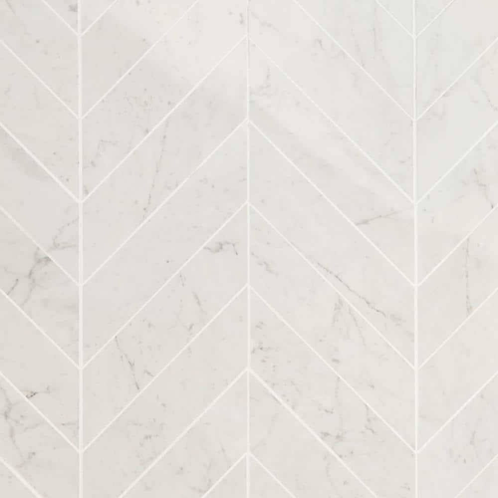Saroshi Carrara Giola 11.02 in. x 11.22 in. Polished Porcelain Floor and Wall Mosaic Tile (0.85 sq. ft./Each) price history on PriceWatchPro