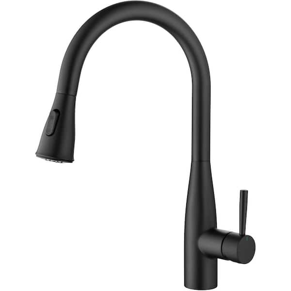 16.57 in. H Bari-T Single Handle Pull Down Sprayer Kitchen Sink Faucet with 360° Spout Swivel in Matte Black