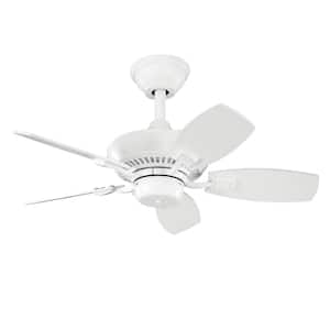 Canfield 30 in. Indoor/Outdoor White Downrod Mount Ceiling Fan with Pull Chain for Covered Patios