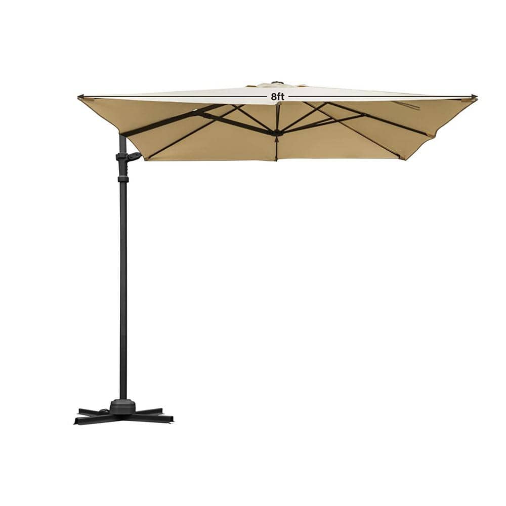 8 ft. Square Deluxe Cantilever Patio Umbrella with 360-Degree Rotation and 