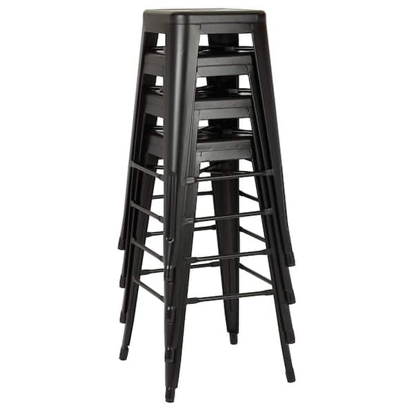 Office Star Products Bristow 30 in. Matte Black Antique Metal Bar Stool (Set of 4)