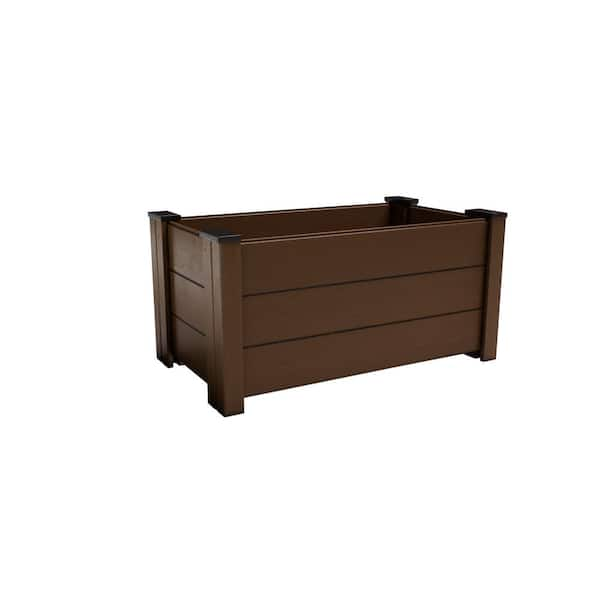 Composite Gardening Rectangle Planter (4 ft. L x 2 ft. W x 2 ft. H) Rosewood (Brown) Adjustable Root Depth