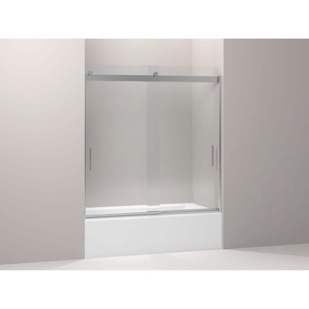 Levity 60" Silver Sliding Bath Door with Clear Glass
