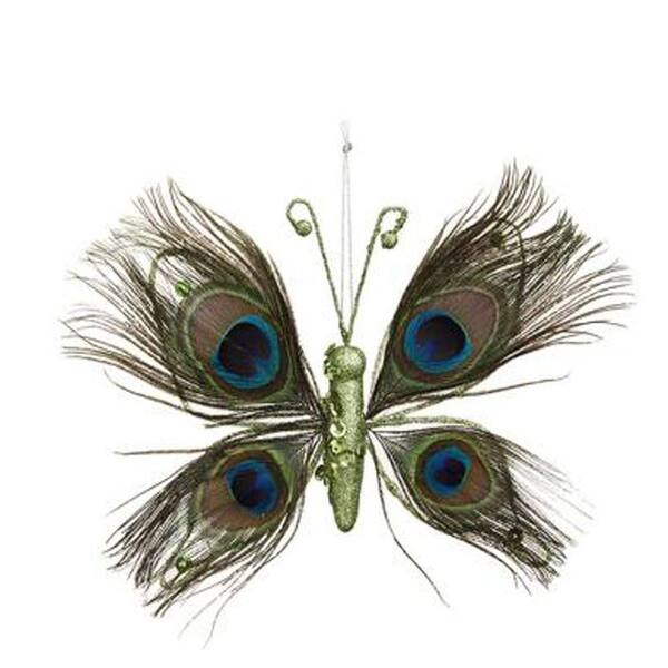 Home Decorators Collection 7.5 in. W Vibrant Peacock Butterfly Ornament (Set of 4)-DISCONTINUED