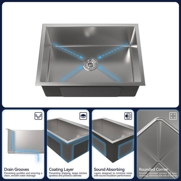 SJ STAR&JANE 27 in. x 19 in. Single Bowl Undermount Kitchen Sink
