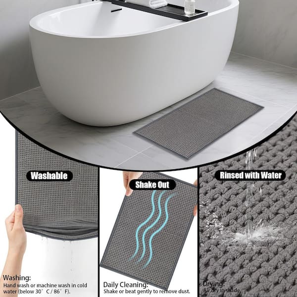 ilemong Bath Mat Quick Dry 15.7 in. x 23.6 in. Non-Slip Bathroom