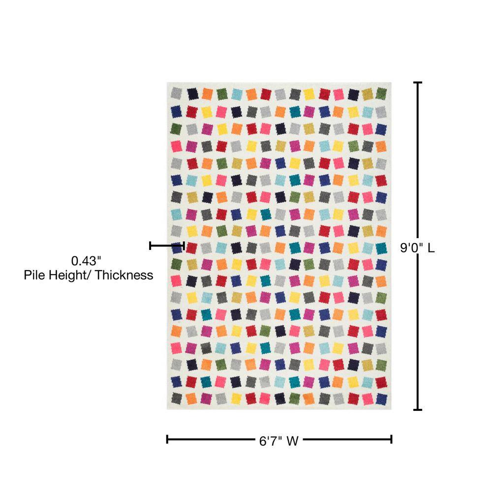 Multicolor Rectangular Synthetic Easy Care Area Rug