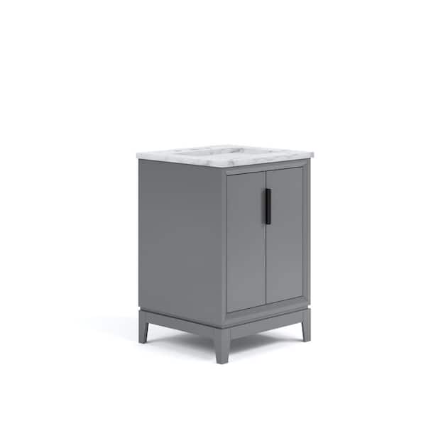 Elizabeth Collection 24 in. Bath Vanity in Cashmere Grey With Vanity Top in Carrara White Marble - Vanity Only
