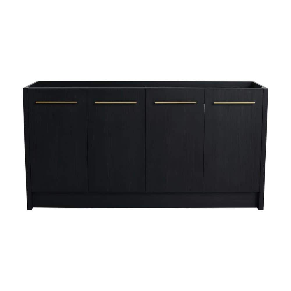 58.69 in. W x 17.94 in. D x 30.31 in. H Bath Vanity Cabinet without Top in Black with 4 Soft Closing Doors and Shelf price history on PriceWatchPro