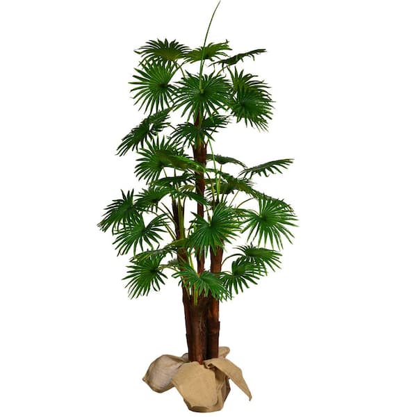VINTAGE HOME 66 in. Tall Fan Palm Tree Artificial Faux Decor with Burlap Kit