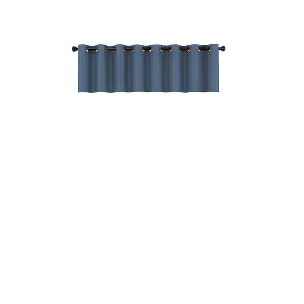 Eclipse Bryson Thermaweave  Indigo Solid Polyester 52 in. W x 18 in. L Room Darkening Single Grommet Top Valance