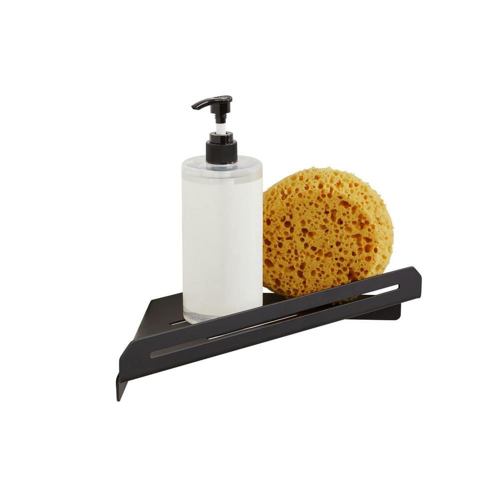 SEACHROME 14 in. x 8 in. Corner Shower Shelf in Matte Black 700-7006-MB ...