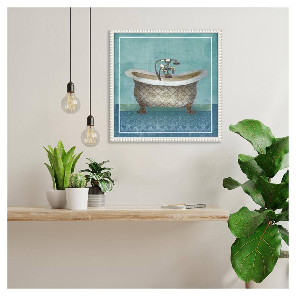 Regal Blue Bathtub Canvas Print with Beaded Frame