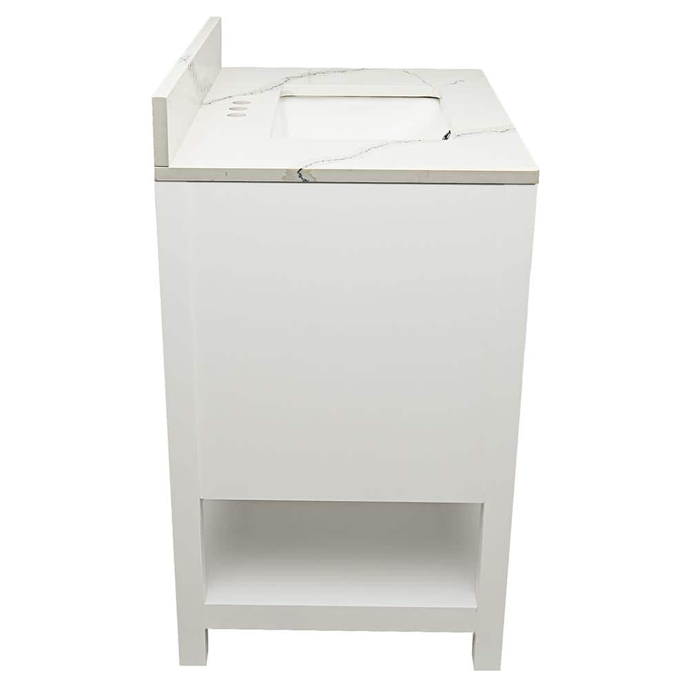 Tufino 31'' White Freestanding Bathroom Vanity with Marble Top