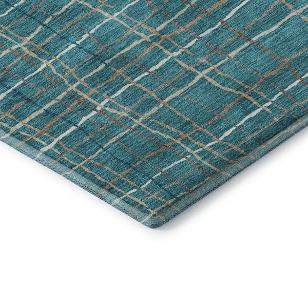 Mayfield Premium Machine Washable Abstract AMF998 Teal 2 ft. x 3 ft. Area Rug