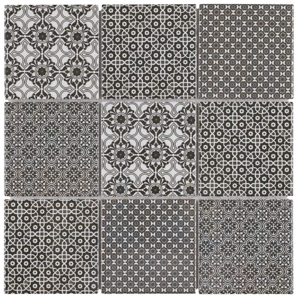 Classico 4 in. Square Black 4 in. x 4 in. Porcelain Mosaic Take Home Tile Sample price history on PriceWatchPro