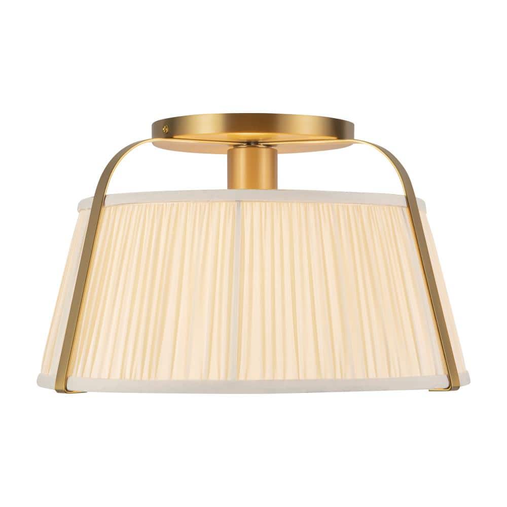 Scout 13-in Brushed Gold Semi-Flush Mount with Pleated White Linen Shade price history on PriceWatchPro