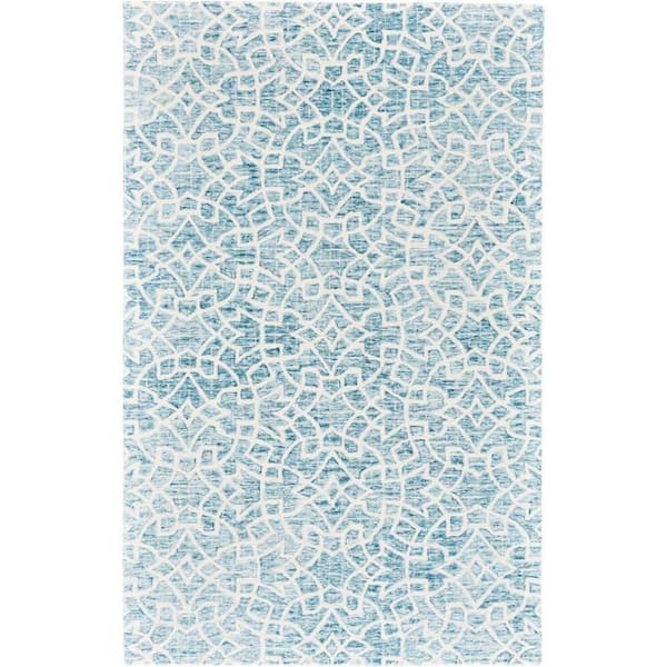 HomeRoots Blue and Ivory Geometric 9 ft. x 12 ft. Area Rug