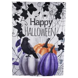 40 in. x 28 in. Pumpkins and Crow Happy Halloween Outdoor House Flag