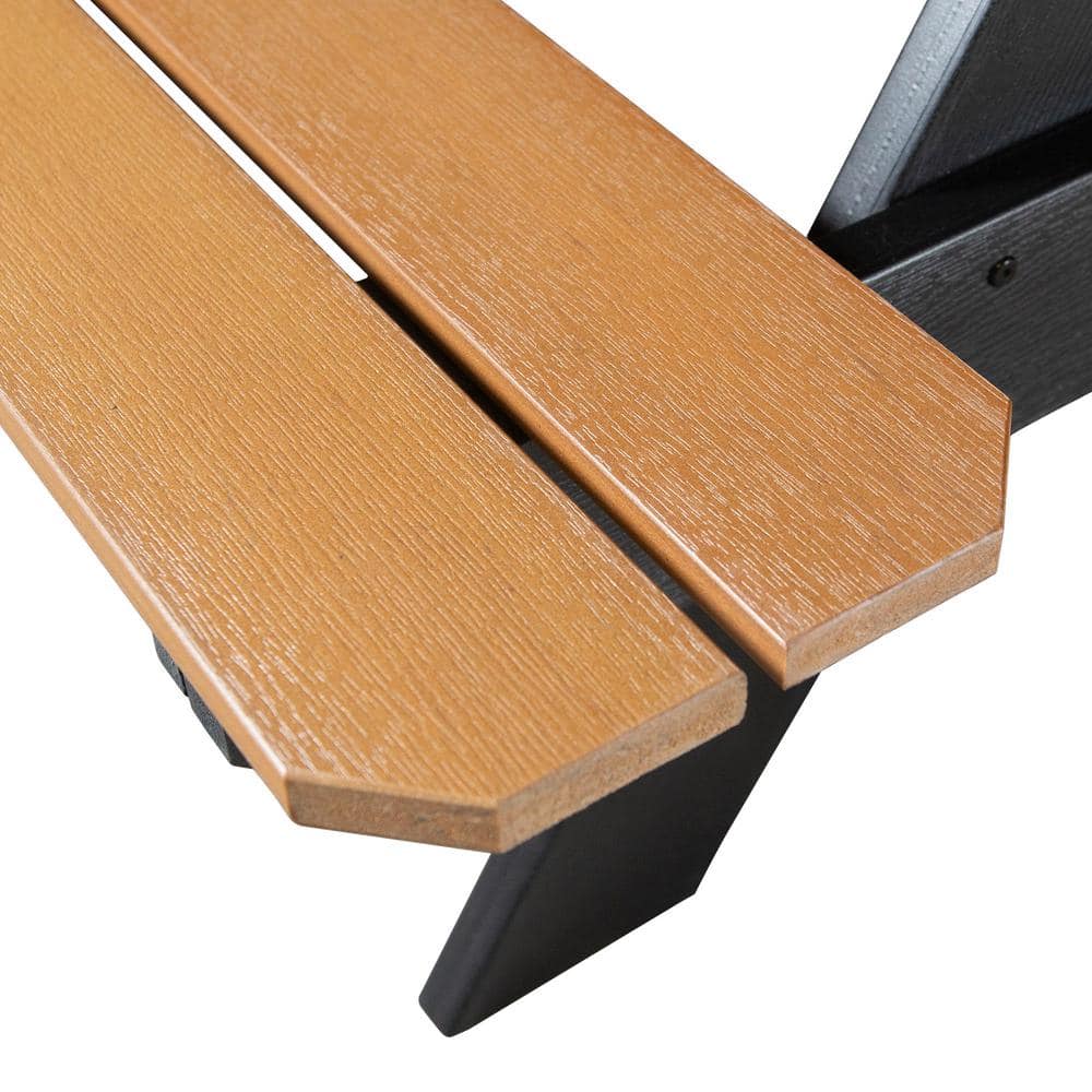 Saddle Brown and Black Eco-Friendly Synthetic Wood Picnic Table