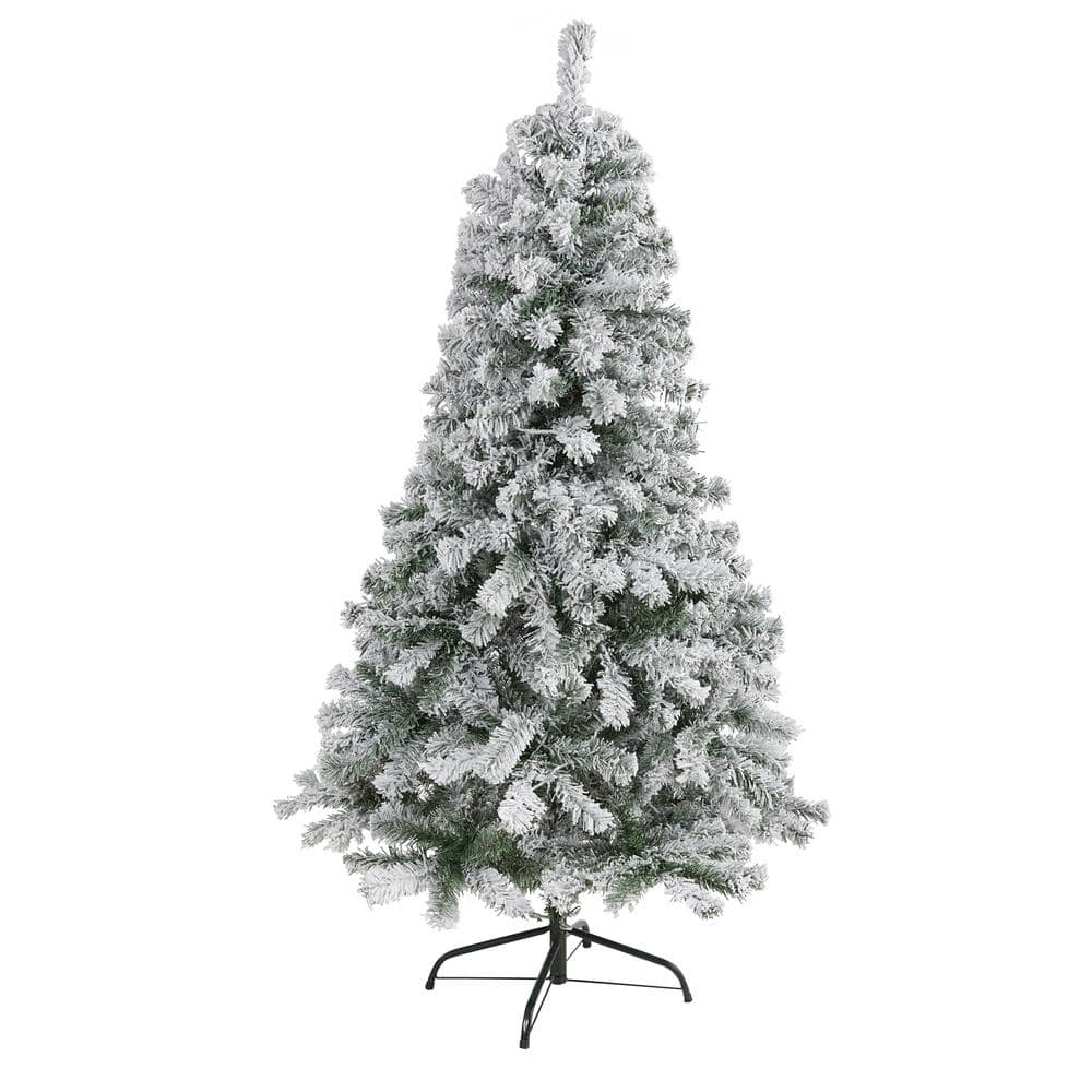 5 ft. Unlit Flocked Rock Springs Spruce Artificial Christmas Tree price history on PriceWatchPro