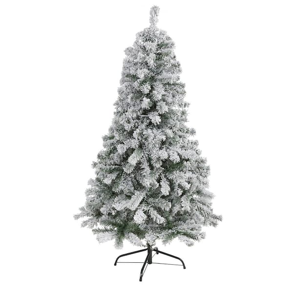 5 ft. Unlit Flocked Rock Springs Spruce Artificial Christmas Tree