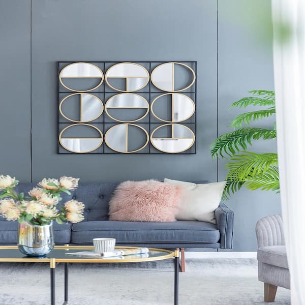 Unbranded 35.5 in. W x 35.5 in. H Contemporary Square Metal Frame Black Mirror, for Bedroom, Living Room, Entryway