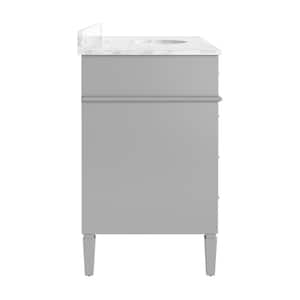 Hampton 48 in. W x 21.5 in. D x 35 in. H Single Sink Freestanding Bath Vanity in Gray with White Carrara Marble Top