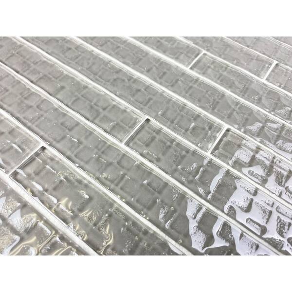 Metro Cubes Pebble Gray 1 in. x 12 in. Glossy Textured Glass Floor Wall Tile (6 sq. ft./Case)