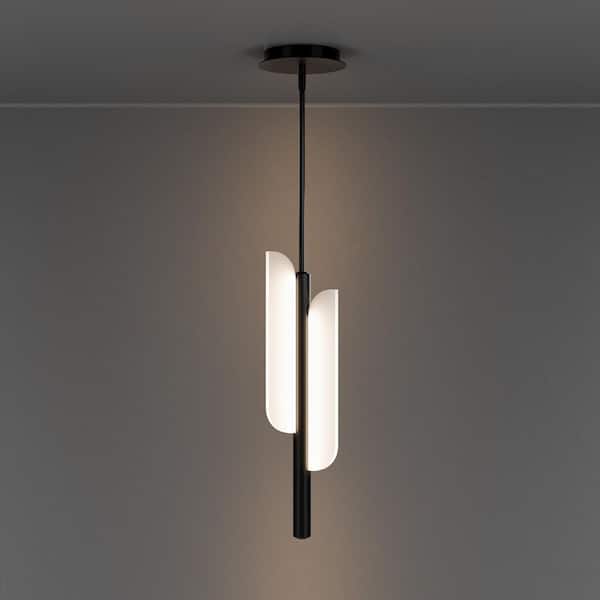 Dripstone 19 in. Black Indoor Pendant Light with Frosted Acrylic Diffuser Integrated LED 4CCT