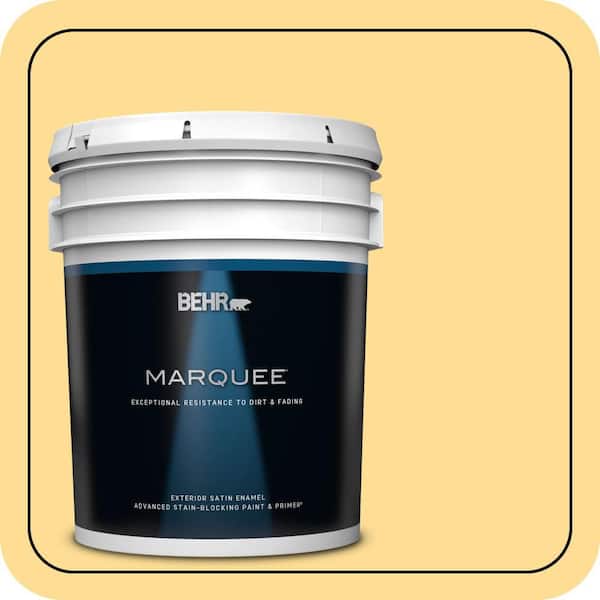 BEHR MARQUEE 5 gal. #350B-5 Straw Hat Satin Enamel Exterior Paint & Primer