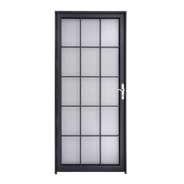 Estate 32 in. x 80 in. Universal/Reversible Black Steel Storm Security  Door