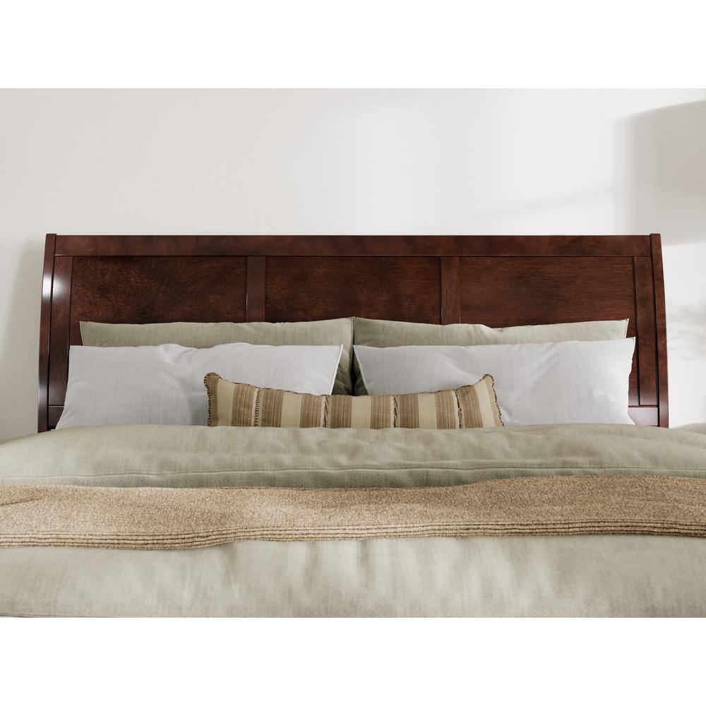 Valencia Walnut King Wood Sleigh Platform Bed with Headboard
