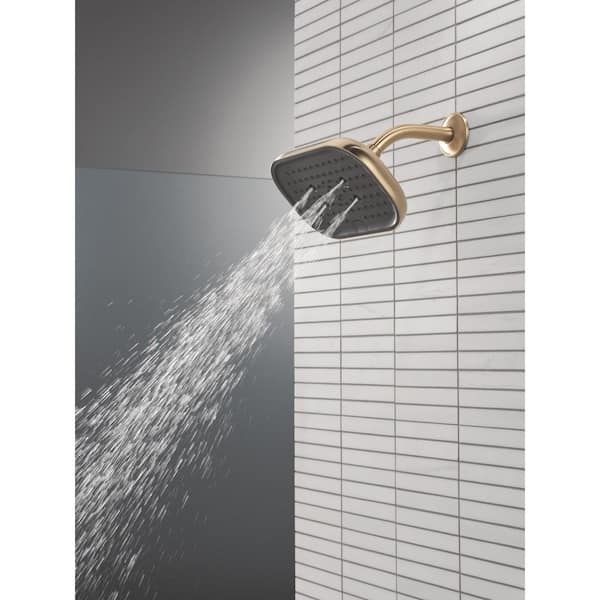 Gold H2Okinetic 6-Spray Patterns 9 in. Wall Mount Fixed Shower Head in Lumicoat Champagne Bronze